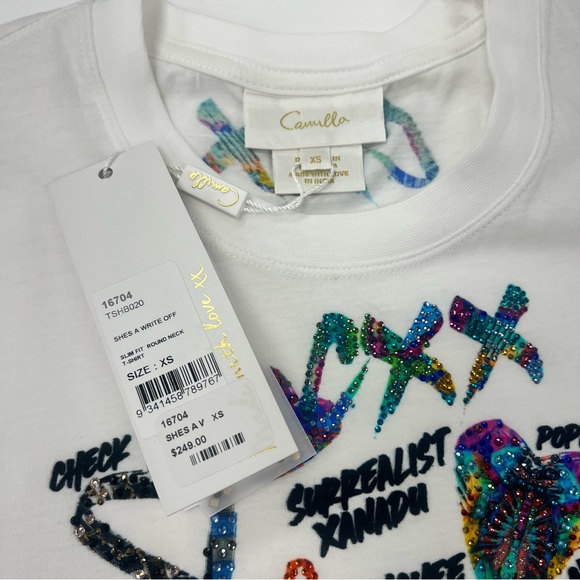 Camilla Women's Slim Fit Round Neck T-shirt in Shes A Write Off Print - Picture 4 of 5